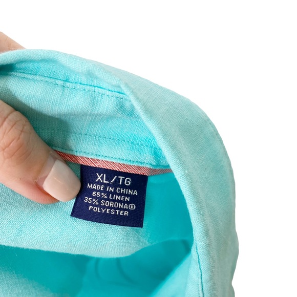 Tommy Bahama Linen Button Down Casual Teal Aqua Blue Green Summer Vacation XL - Picture 3 of 4